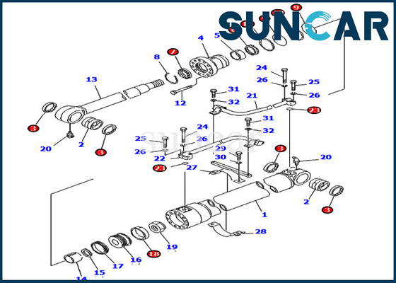 شراء 20X-63-02010 20X6302010 Boom Cylinder Service Kit لـ PC80-3 PC80LC-3 كوماتسو للمعدات الثقيلة online manufacture