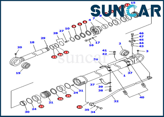 شراء كوماتسو 707-99-76240 7079976240 مجموعة ختم خدمة اسطوانة الذراع للحفارة PC800-8 PC800-8R PC800LC-8 online manufacture