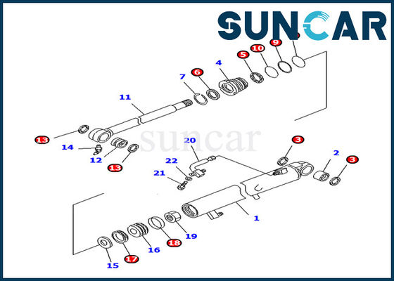 شراء 707-98-12260 كوماتسو PC25R-8 حفارة نموذج دلو اسطوانة الأجزاء الداخلية ختم عدة online manufacture
