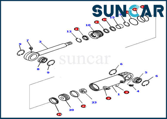 شراء D31EX-22 Komatsu Parts 707-99-24650 Bulldozer Service Kit Tilt Cylinder Sealing Kit online manufacture