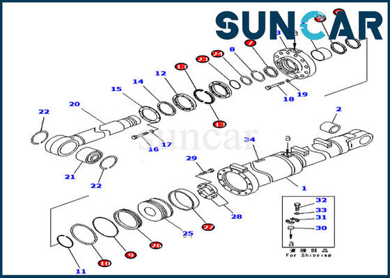 شراء مجموعات ختم أسطوانة الإمالة بليد 707-99-84050 D475A-5 طقم خدمة كوماتسو online manufacture