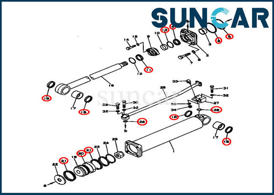 شراء أجزاء البلدوزر 131-63-05040 رفع مجموعة ختم الأسطوانة الهيدروليكية D53S-16 مجموعات إصلاح كوماتسو online manufacture