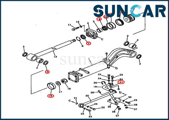شراء 135-63-05010 طقم خدمة الأسطوانة لتفريغ الختم يناسب D57S-1 لوادر زحافة كوماتسو online manufacture