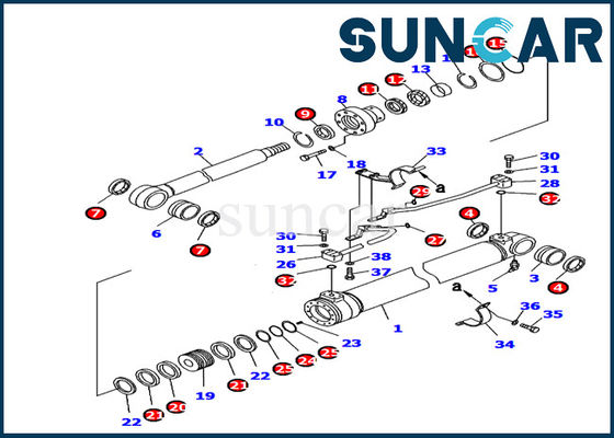 شراء 707-99-37180 Komatsu Inner Part Excavator Service Kit Boom Cylinder Seal Kit PC130-8 نموذج online manufacture