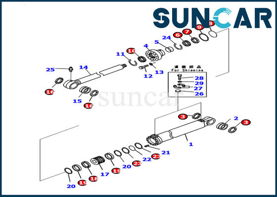 شراء 707-99-53310 Boom Cylinder Seal Kit Komatsu Work Equipment Excavator PC130-8 Service Kit online manufacture
