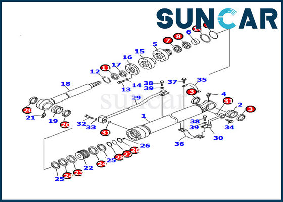 شراء 707-99-27590 طقم ختم أسطوانة دلو حفارة يناسب نماذج أجزاء كوماتسو الداخلية PC130F-7 online manufacture