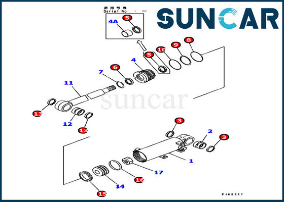 شراء 707-98-12650 Komatsu Blade Cylinder Service Kit يناسب PC15MR-1 طقم ختم استبدال حفارة online manufacture