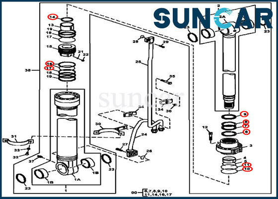 شراء FYA00006590 حفارة اليسار بوم ختم كيت يناسب 240DLC 250GLC جون دير مكونات اسطوانة online manufacture