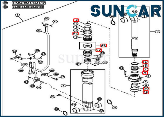 شراء 4S00715 Boom Cylinder Service Kit John Deere 240DLC 250GLC طقم ختم استبدال حفارة online manufacture