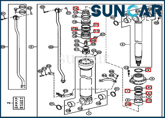 شراء مكونات أسطوانة الذراع 4369943 طقم ختم الإصلاح الهيدروليكي يناسب معدات John Deere 230CLC online manufacture