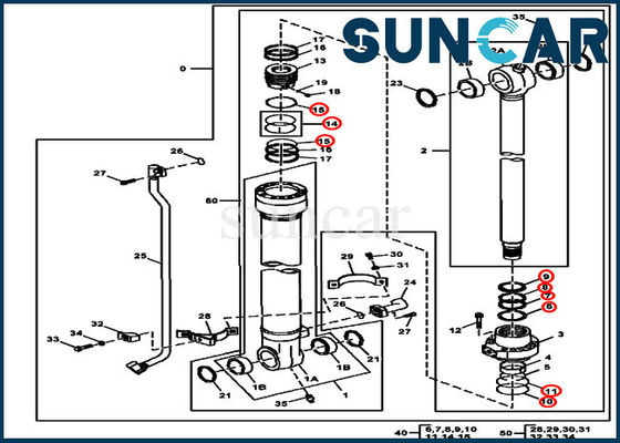 شراء 4663493 مجموعة خدمة أسطوانة الجرافة 190DW 160DLC مجموعة أدوات إصلاح ختم الحفارة John Deere online manufacture