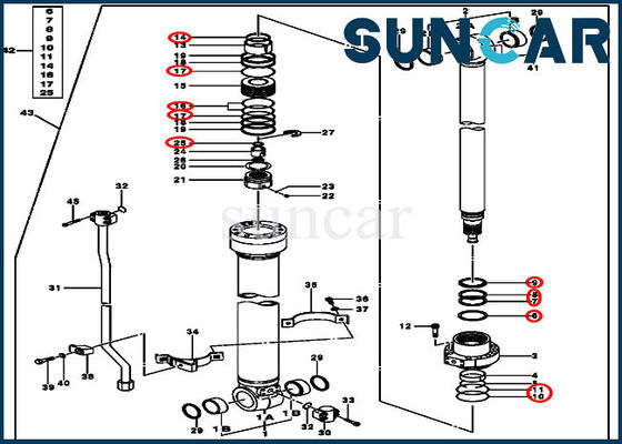 شراء 120D 120C JOHN DEERE 4448396 ذراع هيدروليكي أسطوانة ختم عدة حفارة ختم أطقم online manufacture