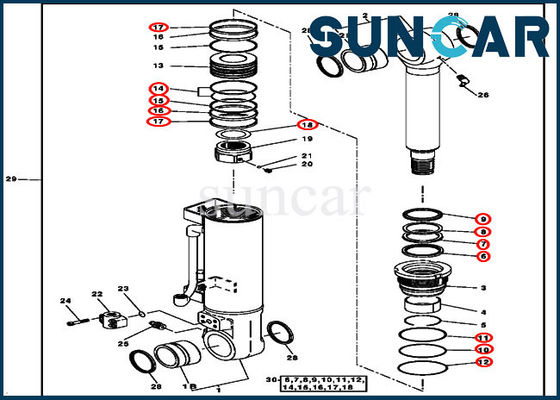 شراء 4388027 طقم إصلاح ختم الأسطوانة يناسب مكونات أسطوانة John Deere بليد 120C 135C online manufacture