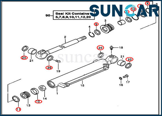 شراء 4355825 DEERE Service Kit أطقم إصلاح الختم الهيدروليكي يناسب أجزاء شفرة أسطوانة حفارة online manufacture