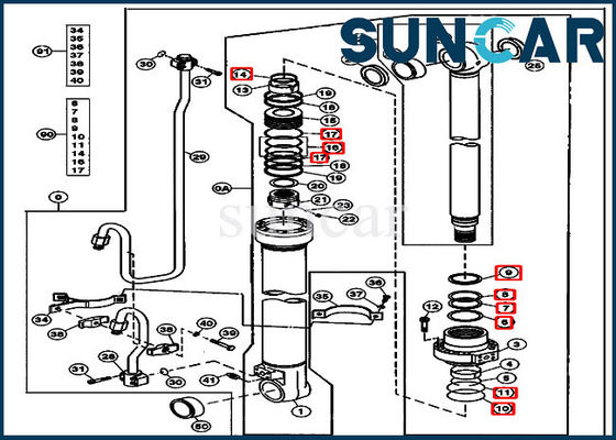شراء 4662884 أطقم إصلاح ختم أسطوانة ذراع الرافعة لمعدات طرازات JOHN DEERE 2154D 200LC online manufacture