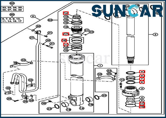 شراء 225DLC John Deere مكونات 4654421 طقم خدمة أسطوانة هيدروليكية حفارة بوم online manufacture