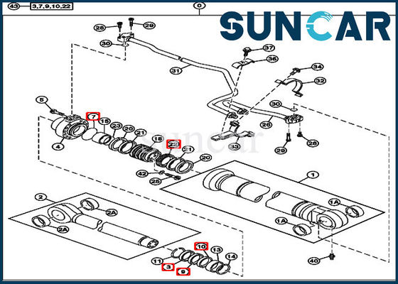 شراء 4485612 طقم ختم إصلاح ذراع التطويل الهيدروليكي لمكونات الأسطوانة 230CLC John Deere online manufacture