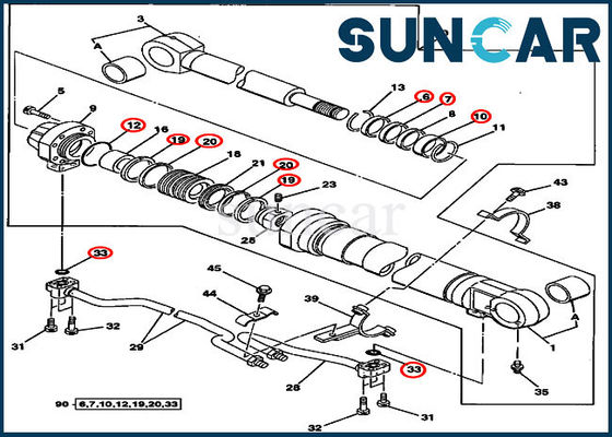 شراء أطقم خدمة الأسطوانة AT264433 Arm Seal Repair Kit تناسب أجزاء Deere 230LCR 200CLC online manufacture