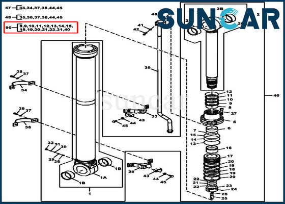 شراء FYA00008675 طقم ختم أسطوانة ذراع جون دير ISO9001290GLC 270DLC online manufacture