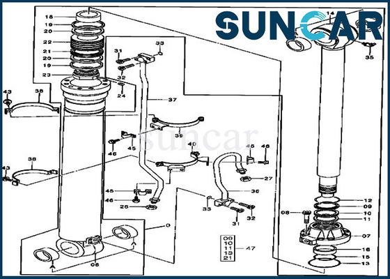 شراء 9257552 Arm Cylinder Seal Kit Deere 450CLC 450LC حفارة هيدروليكي ختم النفط مجموعات online manufacture