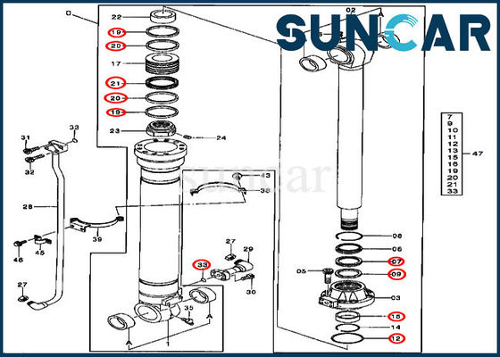 شراء AT264430 طقم ختم هيدروليكي أسطوانة دلو John Deere 330LCR 450CLC أطقم إصلاح حفارة online manufacture
