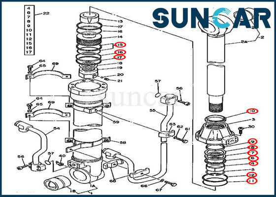 شراء AT194335 Boom Bucket Cylinder Seal Kit طقم خدمة حفارة يناسب 595D 590D JOHN DEERE online manufacture