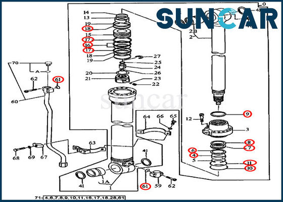شراء 4369892 طقم خدمة إصلاح أسطوانة الذراع 490E أطقم ختم حفارة JOHN DEEERE online manufacture