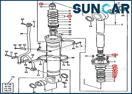 شراء JOHN DEERE 4660103 Boom Cylinder Seal Kit طقم إصلاح الختم يناسب الحفار 600C 550LC online manufacture