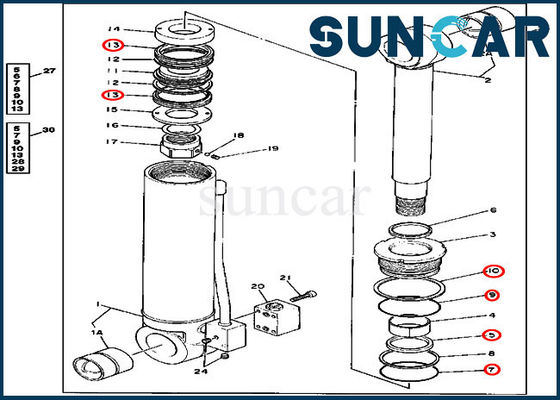 شراء 4240075 طقم خدمة استبدال أسطوانة المثبت يناسب الحفار 595D John Deere online manufacture
