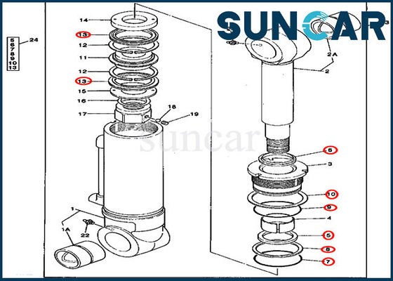 شراء 4240084 Blade Cylinder Seal Kit حفارة أطقم الخدمة الهيدروليكية لـ 595D John Deere online manufacture