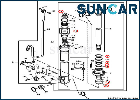 شراء 3754D Deere 4686432 أطقم ختم ذراع هيدروليكي يناسب أسطوانة 115.00 مم قضيب 170 مم تتحمل online manufacture