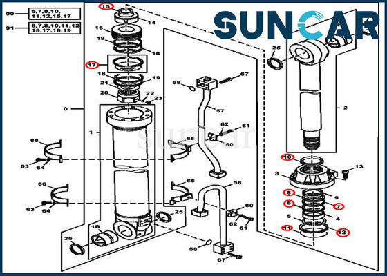 شراء 4438679 Arm مجموعة الأسطوانة الهيدروليكية 450LC 450CLC Deere Excavator Seal Repair Kits online manufacture
