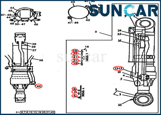 شراء Excavator Hydraulic Seals AT196478 Arm Cylinder Seal Kit Fits John Deere 790D online manufacture