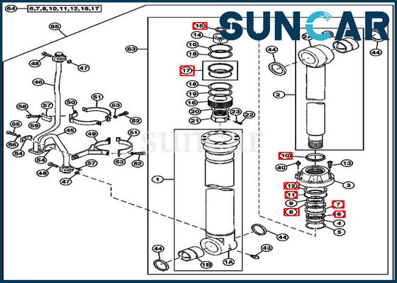 شراء 4614814 Excavator Boom Cylinder Service Kit Fits 750 800C JOHN DEERE Replacement Seal Kits online manufacture
