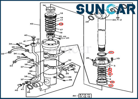 شراء Deere Bucket Seal Kit 4660142 Hydraulic Cylinder Oil Seal Kits For Excavator 800C online manufacture