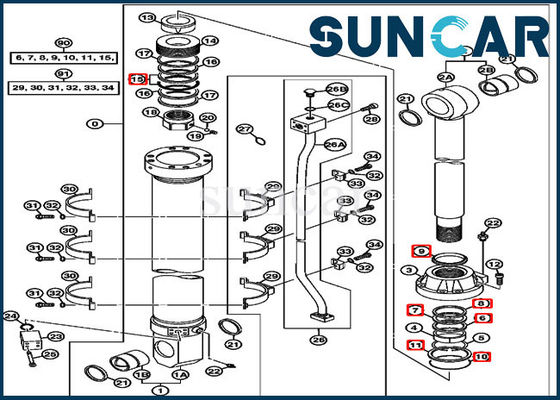 شراء 850DLC 870GLC John Deere 4653862 Arm Cylinder Components Excavator Sealing Kit online manufacture