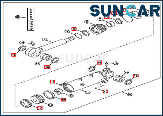 شراء 4652458 طقم ختم استبدال الشفرة John Deere 27D أطقم ختم أسطوانة الحفارة online manufacture