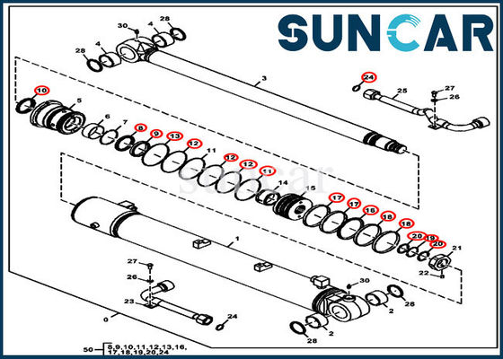 شراء FYD00006229 Deere Seal Kits Boom Cylinder مجموعة خدمة استبدال الحفارة 75G online manufacture