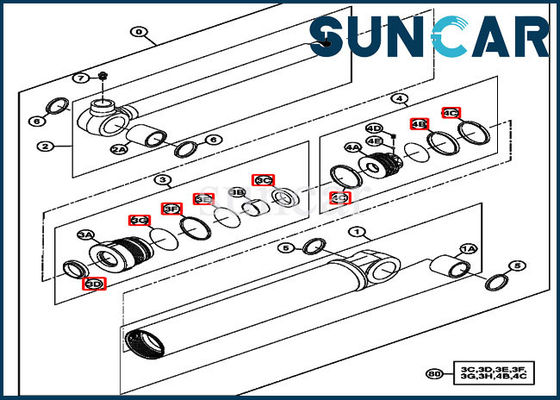 شراء 4667619 John Deere Swing Cylinder Repair Oil Seal Kits 17D Excavator Hydraulic Service Kit online manufacture