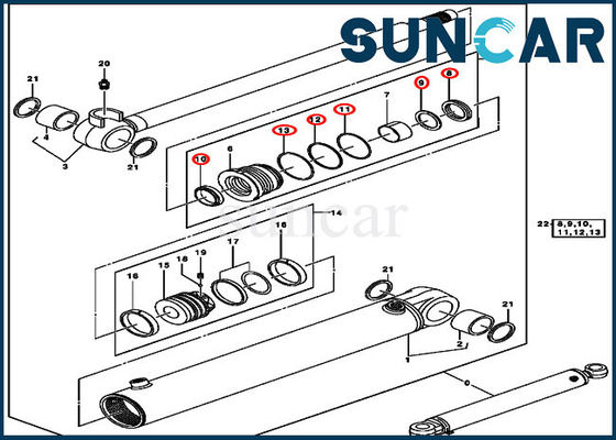 شراء 0843808 حفارة بوم سوينغ طقم خدمة طقم ختم أسطوانة هيدروليكية لجون ديري 50C online manufacture