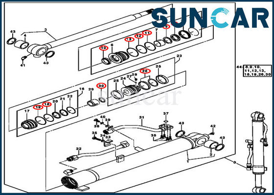 شراء 0844807 بوم اسطوانة إصلاح ختم كيت جون ديري استبدال أجزاء حفارة online manufacture