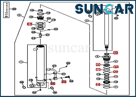 شراء الأختام الهيدروليكية 4634036 طقم ختم إصلاح أسطوانة الذراع لطرازات حفارة 50D JOHN DEERE online manufacture