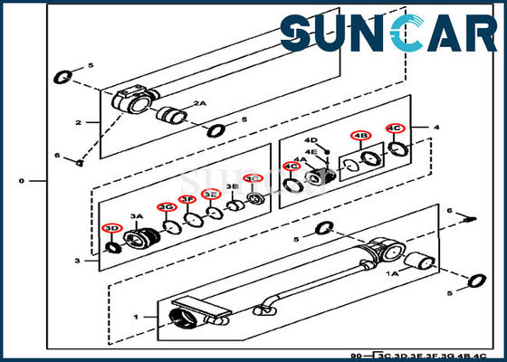 شراء 4614058 بليد زاوية طقم ختم أسطوانة هيدروليكي لـ 35D 50G حفارة JOHN DEERE online manufacture