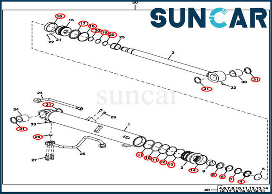 شراء 60D 60G Deere مجموعة الختم الهيدروليكي FYD00000085 Boom Cylinder online manufacture