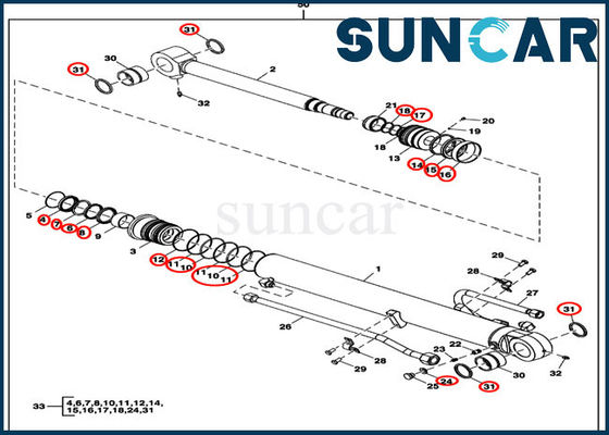 شراء FYD00000086 طقم خدمة استبدال مجموعة ختم أسطوانة الذراع لجون ديري 60D 60G online manufacture