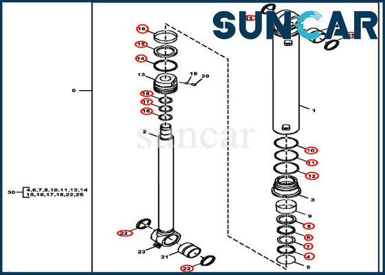 شراء 60G Deere Sealing Kit FYD00003234 Boom Swing طقم خدمة الأسطوانة الهيدروليكية online manufacture