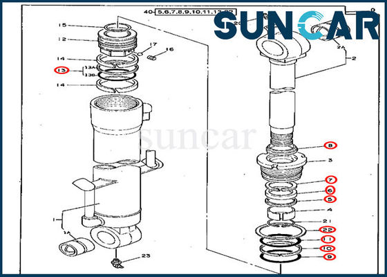 شراء 4217004 أطقم ختم إصلاح الجرافة 70D Deere طقم ختم الأسطوانة الهيدروليكية online manufacture