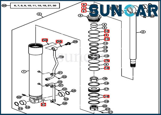 شراء 4464984 طقم خدمة الأسطوانة طقم إصلاح الختم يناسب مكونات 75C 80C John Deere online manufacture