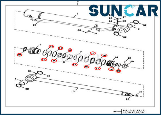 شراء FYD00000077 Deere Arm Repair Seal Kit حفارة مجموعة أدوات اسطوانة هيدروليكية online manufacture