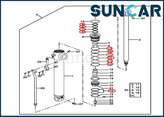 شراء مجموعة ختم الذراع 4415584 طقم ختم الزيت البديل للأسطوانة للحفارة 80 80C John Deere online manufacture